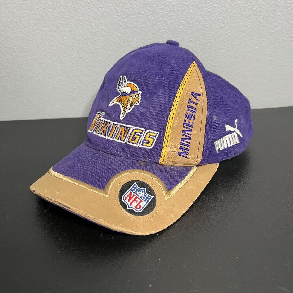 Minnesota Vikings NFL Cap Hat VINTAGE 90s Puma Purple Pro Line Canvas Adjustable